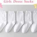 Marchare Girls Ruffle Socks White Dressy Socks School Uniform Sock Heart Bow Design For Girl (White)