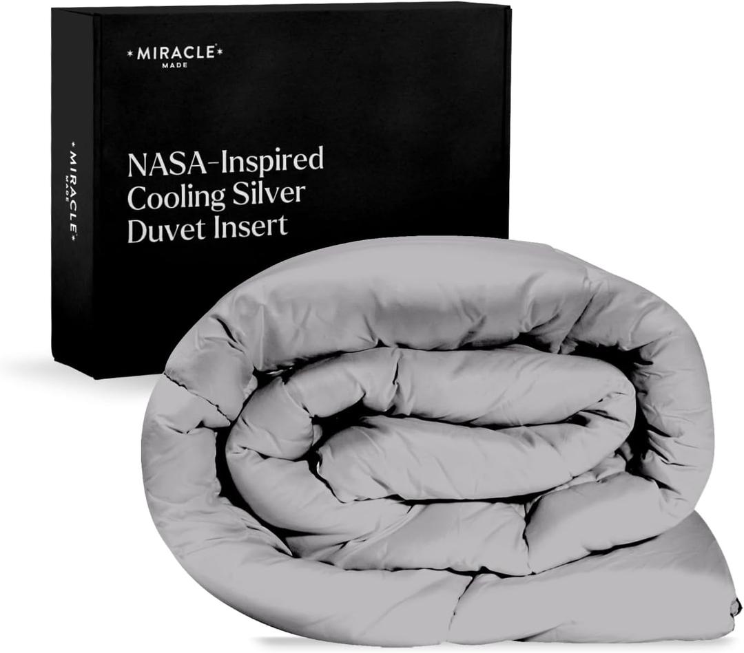 Miracle Made Breathable All-Season Duvet Insert Comforter, Silver-Infused Cotton Fabric  Hypoallergenic, Pet Hair Resistant, Cooling Bedding  Fits King/CaliKing Bed Cover, Stone