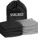 Cornhole Bags Set of 8 Regulation Weight & Size Includes Carry Case (Gray & Black)