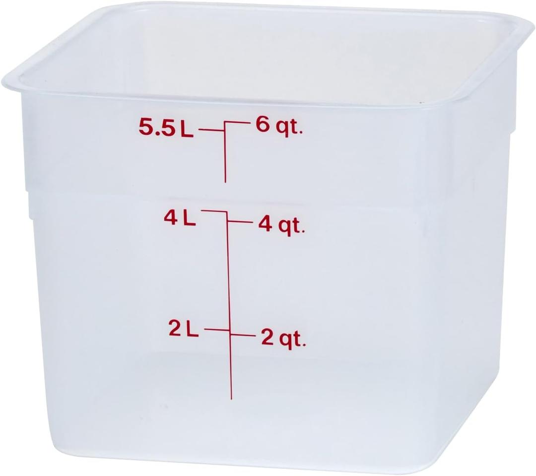 Cambro Food Storage Container - Classic Series Square - 6 QT (Quart) - Commercial Grade for Food Prep (Translucent)