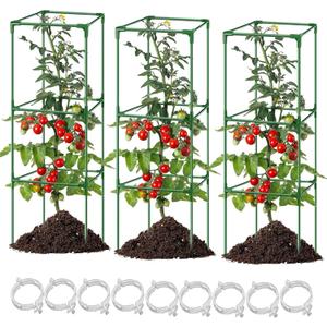 3 Pack Tomato Cages,Square Garden Trellis for Climbing Plants,43 Inches Tomato Plant Support Cage,Adjustable Tomatoes Plant Stakes Support Cages Trellis for Potted Plants, Vines, Vegetables