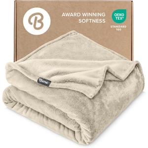 Bare Home Fleece Blanket - Full/Queen - Ultra-Soft Lightweight for Bed, Sofa, and Couch - Luxury Microplush - Cozy Warm Blanket (Full/Queen, Oyster)