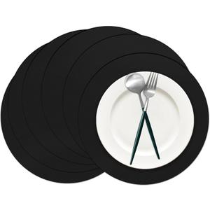 50 Pieces Black Paper Place Mats Black Round Disposable Table Mats Decorative Placemats for Wedding Bridal Shower Black Birthday Party Dining Decor