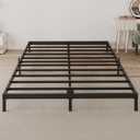 Full Size Bed Frame, 6 Inch Low Profie Metal Platform Bed Frame with Mattress Stopper, Heavy Duty Steel Slat Support, No Box Spring Needed, Noise Free, Easy Assembly