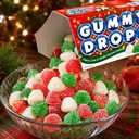 Gummy Candy Drops, Holiday Bells Shapes, Cherry, Green Apple Lime, Strawberry Flavors, 6 oz Box, 2 Pack (EXP 08/31/27)