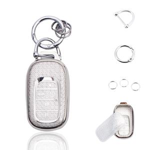 Vehicleloong Key Fob Cover Case Shell Keychain for Honda Accord Civic CRV CR-V HRV HR-V Pilot 2022 2023 2024 2025 Sport SI EX EX-L Touring Accessories Accessory Girly Women 5 Button, Silver White, TPU