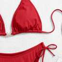 Eomenie Womens Ribbed Bikini Set Sexy Halter Triangle Top Swimsuit Tie Side Two Piece Bathing Suit Moderate Coverage (Red, XL)