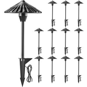 Low Voltage Landscape Lighting, 12V AC/DC 5W 500LM 3000K Cast-Aluminum Outdoor Landscape Path Lights, IP65 Waterproof LED Pathway Light Wired for Walkway Garden Yard, ETL Listed Cord, 12 Pack (3000K Soft White)