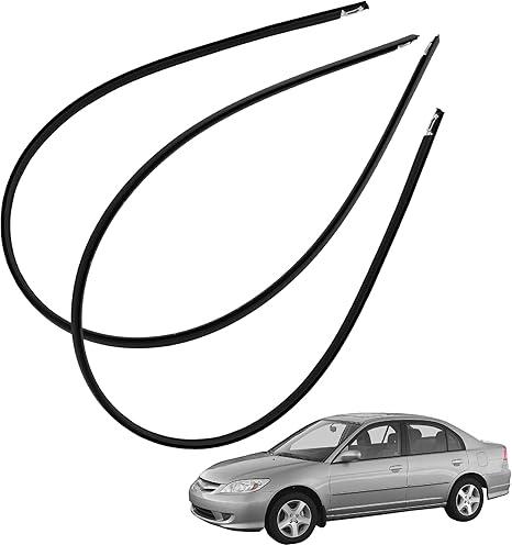 Roof Drip Molding Weather Stripping Compatible with 2001-2005 Honda Civic ES Sedan 4D DX/EX/GX/LX Replaces 74306-S5A-J01 74316-S5A-J01 Left & Right Side Rubber Seal Trim Set