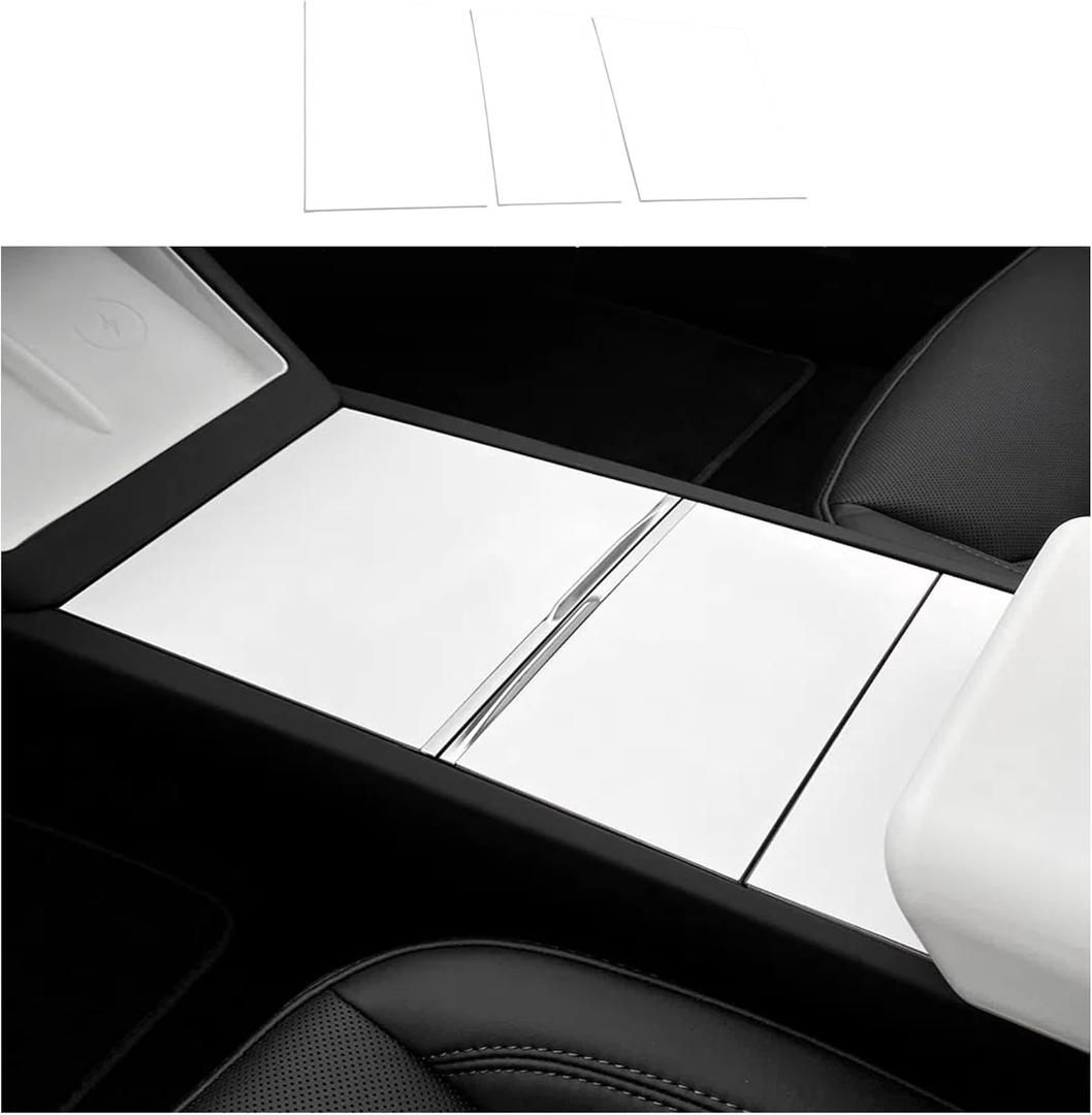 Center Console Wrap Carbon White for Tesla Refresh Model 3 2024-2026 and Model Y Juniper 2025-2026,Console Cover for Tesla Interior Decor Accessories