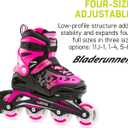 Bladerunner by Rollerblade Phoenix Flash Kid's Adjustable Fitness Inline Skate, Black/Pink 5-8
