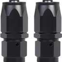 2 x AN8 Braided Straight Hose End Fitting 0 Degree Swivel for Nylon Aluminum Black 2PCS