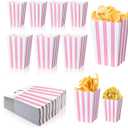 40 Pcs Paper Pink Popcorn Boxes, Pink Popcorn Bags with White Striped, Popcorn Boxes for Party, Popcorn Holders for Party Birthday Favor Supplies.(40 boxes small)