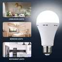 2 x Rechargeable Emergency LED Bulb, with 1200mAh Backup Battery, Standard E26/27 Base, Suitable for Indoor and Outdoor Use, White Light, 4 Pieces