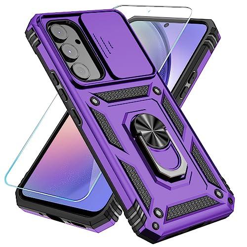 SunStory Phone Case for Samsung Galaxy A54 5G Case with HD Screen Protector & Slide Camera Cover & Kickstand, Samsung A54 5G Case [Military-Grade] Phone Case for Samsung Galaxy A54 5G (Purple)