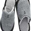 Mens Two-Tone House Slippers with Memory Foam Cozy Warm Slip On House Shoes for Indoor Outdoor Gifts for Men Him Dad (9-10, Grey)