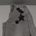 CHARTOU Y2k Barrel Jeans Women Wide Leg Baggy Distressed Printed Boyfriend Horseshoe Denim Pants M