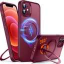 360 O-Ring MagStander for iPhone 12 Case, iPhone 12 Pro Case with Magnetic Stand Ring Holder [Compatible with MagSafe] [Military Shockproof] Kickstand iPhone 12/12 Pro Phone Cover Burgundy