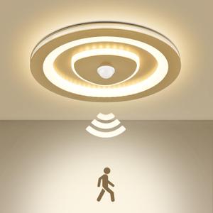 DANSEER 10 Inch Round LED Ceiling Light with Motion Sensor, 850LM 4000K Natural White, Indoor Dome Light, Ideal for Closet, Hallway, Stairsor, Kitchen Pantry Lighting (Gold)