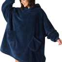 Bedsure Wearable Blanket Hoodie Mothers Day Gifts for Women, Warm Cozy Hoodie Blanket Sweatshirt for Adult Women Men, Navy Blue (Standard)