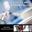 LIHAISHENG HVLP Spray Gun with 1.4/1.7/2.0mm Stainless Steel Nozzles 600ml Gravity Feed Paint Cup Adjustable Flow Control for Car Furniture Wall Painting