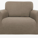 Sofa Slipcover 1-Piece Couch Cover Non Slip Sofa Cover with Elastic Bottom Thick Soft Sofa Covers Washable Polyester Spandex Jacquard Fabric Stripe Design(Sofa, Natural) 60x70