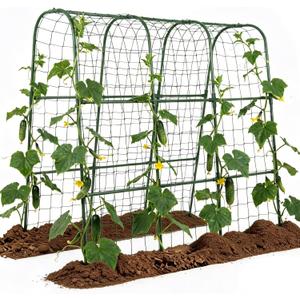 Cucumber Trellis for Raised Bed, Garden Trellis for Climbing Plants Outdoor, Metal Arch Trellis U-Shape Vegetables Support for Tomotoes Grape Vines Beans Peas (Green, 48" L x 24" W x 48" H)