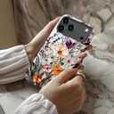 for iPhone 17 Pro Max Case Cute - Wireless Charging Compatible - Dual-Layer Hard Shell + Silicone Cover - Aesthetic Protective Phone Case for Women - Marble Pressed Flowers