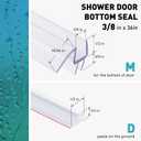 Shower Door Bottom Seal, 2 PCS 3/8" x 36" Shower Door Sweep for 3/8 Inch Glass, Frameless Glass Shower Door Seal Strip, Stop Shower Leaks and Create a Water Barrier