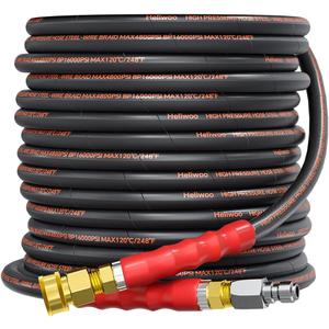 Pressure Washer Hose 50FT, 4800PSI Wire Braid Power Washer Extension Hose 3/8 Inch High Tensile, Flexible Kink Resistant Heavy Duty Replacement Hose with 3/8 Quick Connect