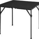 Amazon Basics 34 inch Portable Folding Dining Table with Carrying Handle, Black, 33.9 x 29.1 x 33.9 inch, Square