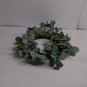 idyllic Eucalyptus Leaves Wreath Metal Polyester Fabric Paper Round Green Wreath 22 Inches for The Front Door Decor