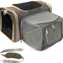 Mr. Peanut's Expandable Airline Approved Soft Sided Pet Carrier, Luxury Travel Tote with Premium Auto Self Locking Zippers, Plush Faux Fleece Bedding with Sturdy Plywood Base, 18LX10.5WX11 H