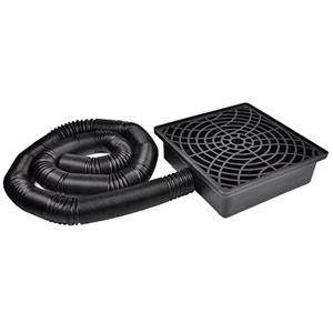 Prestantious Low Profile Catch Basin Drain Kit Downspout Extender, 12"×12" Catch Basin Gutter Downspout Extensions with 2" ID Flexible Pipe, Pipe Stretched Length 16.4ft, Rainwater Drainage System