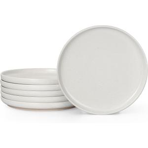 HaWare Dinner Plates Set of 6, 10.2 Inch Stoneware Dinnerware Sets for Home Restaurant, Speckled Milky White