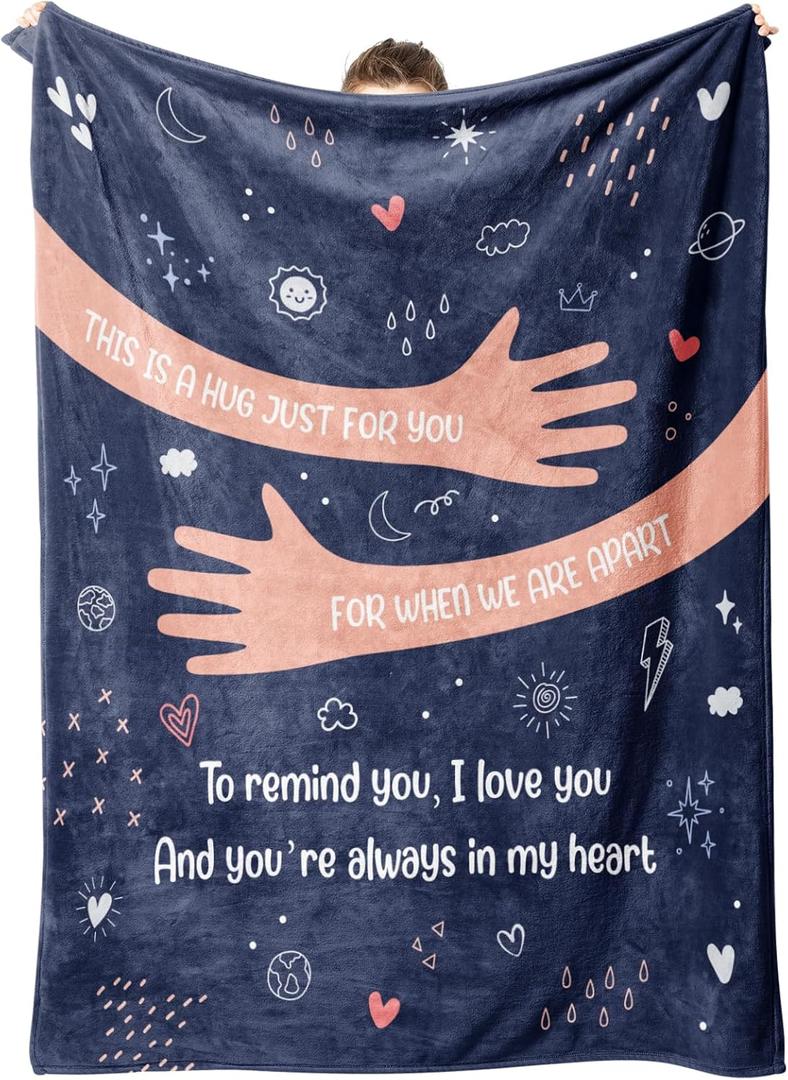 Craftique I Love You Gifts for Him Her - Soft Blanket with Love Hug - Long Distance Relationship Gifts, Anniversary Birthday Gifts for Boyfriend Girlfriend Relative Friend, 60""*50"", Full