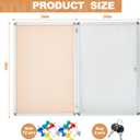 Geetery 36 x 24 Inch Enclosed Fabric Bulletin Board Tamperproof Lockable Noticeboard Fabric&Aluminium Frame Display Cases Wall-Mounted Display Case for School, Office - Secure, Durable Design(Beige)