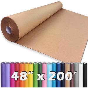 PerkHomy 48" x 2,400" (200') Brown Kraft Paper Roll for Craft Bulletin Board Paper Art Table Covering Crafting Gift Wrapping Bouquet Packing Parcel 70GSM 50LB (Brown, 48" x 200')