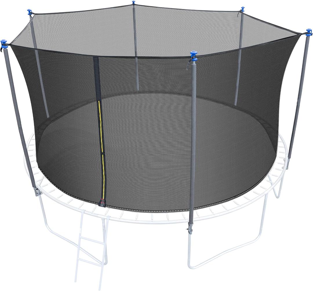 10/12/14/16FT Trampoline Replacement Enclosure Net with Universal Trampoline Replacement Enclosure Poles and Hardware