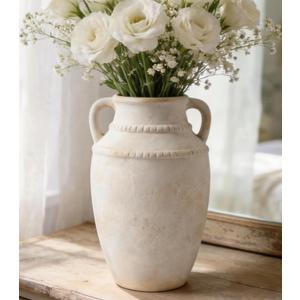 Ceramic Flower Vase, 10.2" Rustic Farmhouse Vase for Home Decor, Glazed Pottery Vase for Fresh Flowers, Pampas Grass, Coffee Table, Dining Table, Mantel and Bookshelf