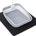 Senior Cat Litter Box with Mat, Low Entry for Arthritic Cat, Handicap Disabled Cats, Sick Frail Cats, Older Feeble