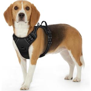 Eagloo Dog Harness Small Sized Dog, No Pull Service Vest with Reflective Strips and Control Handle, Adjustable and Comfortable for Walking, No Choke Pet Harness with 2 Metal Rings, Black, S