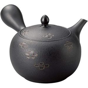 Yamakiikai Japanese Large Kyusu Tokoname Handmade Clay Teapot 15.6 Fluid Ounces Shunjuu Scarlet Crest Pattern Black L339 from Japan (1)