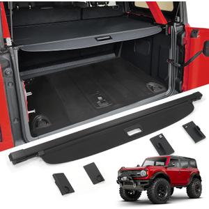 Mabett Upgrade Trunk Cargo Cover for Ford Bronco Accessories 2021 2022 2023 2024 4-Door Retractable Rear Trunk Cargo Shade Cover Security Shield Shade(Not fit for Bronco Sport or Bronco 2-Door)