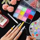 Colorful Macaron Nail Charms Kit, 4 Boxes Pastel Rhinestones Bowknot Flowers & Colorful Nail Art Accessories,Bedazzling Kit Multi-colored 3D DIY for Press On Nails,DIY Manicure