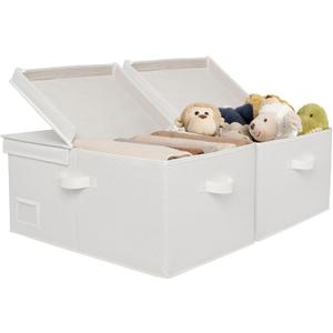GRANNY SAYS Fabric Storage Bins with Lids, Decorative Storage Boxes, Closet Basket for Shelves, Extra Large Storage Bins for Clothes, Toy Storage Chest, Ivory, 2-Pack