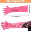 Okllen 100 Pcs Long Gloves Disposable, 34.2 Inch Tearproof PE Shoulder Length Gloves, Waterproof & Oil-Resistant, for Field Dressing, Gutting, Veterinary, Cleaning, Pink