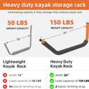 26" Kayak Wall Mount Storage Rack with Foam Padding - 150lb Capacity, Includes Elastic Rope & Hooks - Versatile for Indoor/Outdoor, Garage, Dock, Canoe & Paddle Board Storage
