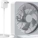 10 Inch Small Box Fan, 3 Speeds Square Table Fan Powered by AC Adapter, Quiet Running, Air Circulator Small Window Fan for Bedroom Bathroom Kitchen Home Desktop