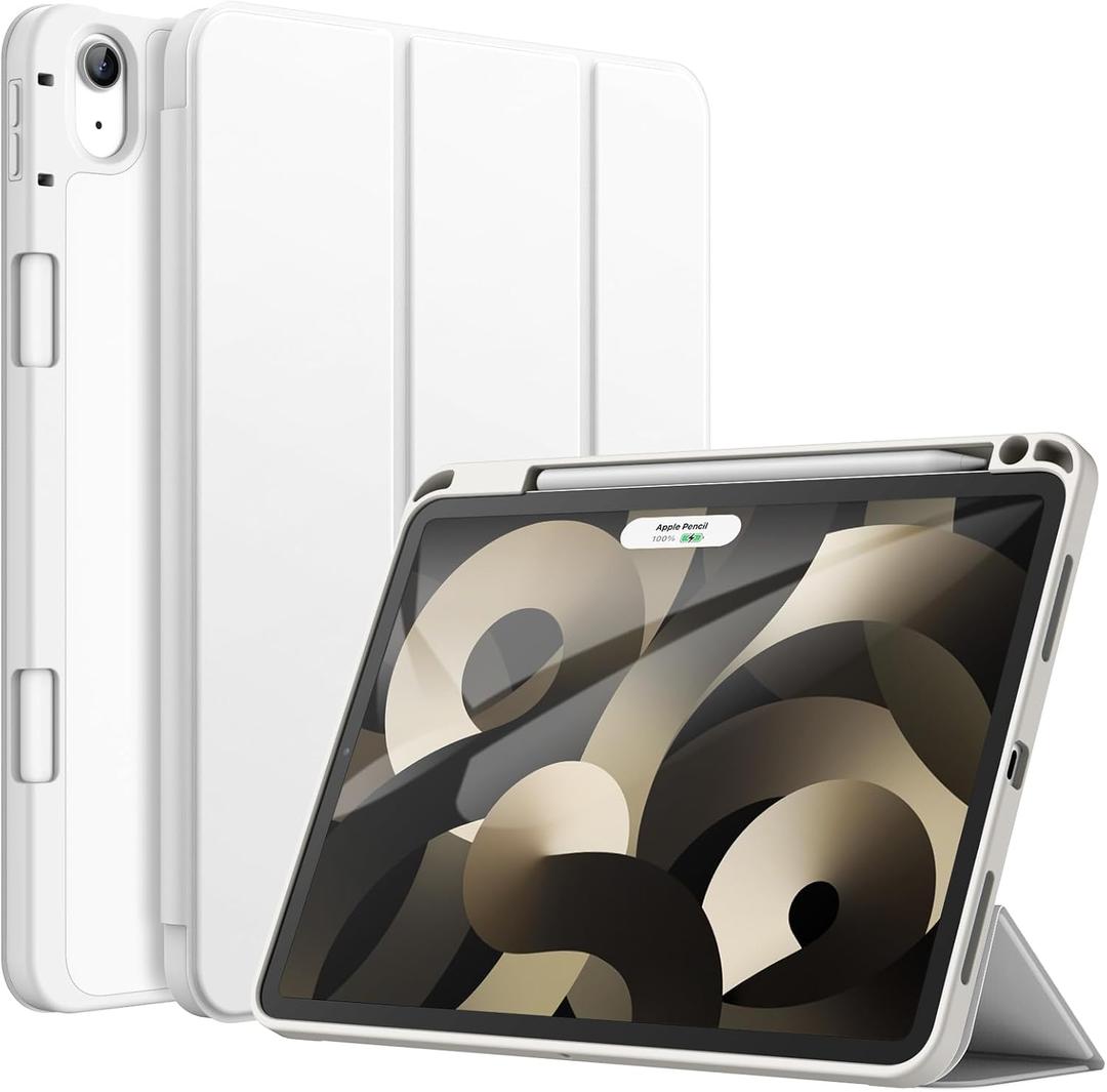JETech Case for iPad Air 11-Inch M4/M3/M2 (2026/2025/2024), iPad Air 5/4 (2022/2020 5th/4th Generation 10.9-Inch) with Pencil Holder, Slim Tablet Cover with Soft TPU Back, Auto Wake/Sleep (White)